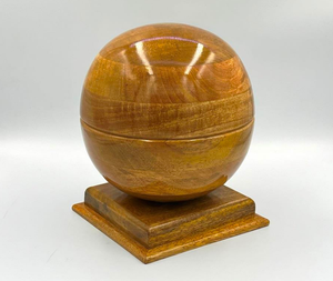 High Quality Handcrafted Wooden Cremation Urn for Human and <b>Pet</b> <b>Ashes</b> ODM OEM Round Wood Urn with Base for Memorial <b>Keepsake</b> - Product Image 2
