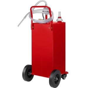 Red Fuel Caddy 30 Gallon 4 Wheels Manual Transfer Pump <b>Gasoline</b> Storage Tank For Cars Lawn Mowers Boats Industrial Use - Product Image 1