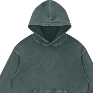 Sweat à capuche vert Vintage délavé à l'acide Streetwear surdimensionné unisexe pull en coton lourd sweat à capuche coupe ample haut décontracté - Product Image 5