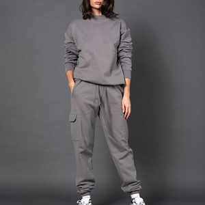 PromotionCustom bordado Logo Blank Sweat Suit Mujeres Pantalones de chándal Sudadera con capucha Conjunto Algodón Sweatsuit & Chándales - Product Image 4