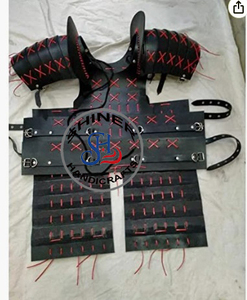 ชุดเดรสหนังซามูไรสำหรับวันฮาโลวีน,ชุดเดรสยุคกลางชุดเกราะหนังสีไวกิ้งตัวยาวชุดคอสเพลย์สีดำ - Product Image 5