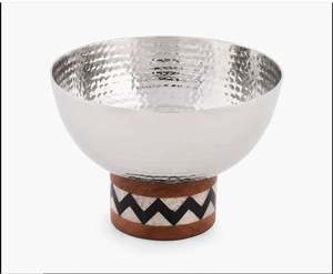 Handmade New Aluminum Metal & Acacia Wood Serving <b>Bowl</b> with Mother Pearl Combination <b>Silver</b> Finish for Party Available Wholesale - Product Image 5