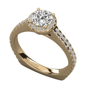 Anillo de Compromiso con Halo de Diamantes Cultivados en Laboratorio, Corte Redondo, en Oro Rosa de 14K, Estilo Elegante - Product Image 1