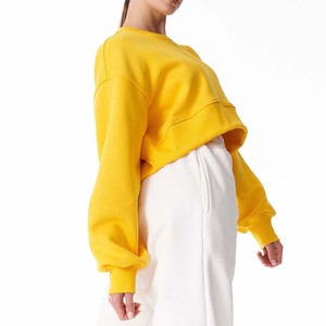 Femmes Crop Top Solide Décontracté Polyester Coton Terry Anti Rétractable 300g Doublé Broderie Hiver - Product Image 4