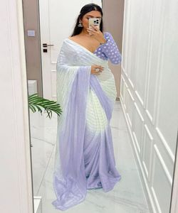 Katan indien Saree dernier concepteur tenue de fête mariage dames femmes porter Georgette soie broderie travail Sari avec chemisier vêtement - Product Image 1