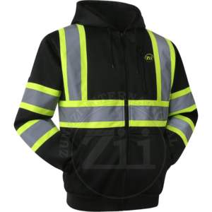 Custom Construction Safety Hoodie Detachable Hood <b>Long</b> Sleeve Class 3 Reflective Fleece Thermal <b>Vest</b> Cotton Chest Pockets <b>Long</b> - Product Image 2