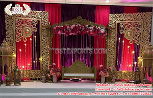Scène Mehndi exclusive pour les mariages asiatiques Scène élégante pour la cérémonie Mehndi & Sangeet Thème musulman Configuration de la décoration Sangeet - Product Image 3