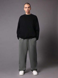 กางเกงวิ่งลำลองผู้ชายสีเทาฟอกขากว้างใส่สบายเอวยางยืดแฟชั่นโอเวอร์ไซส์ - Product Image 6