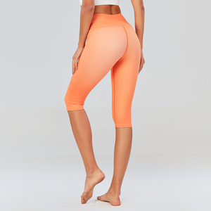 Pantalones cortos de gimnasio para mujer, 100% algodón, mallas para ejercicio, pantalones cortos de media con cierre de cordón de cintura Yoga, servicio OEM - Product Image 4