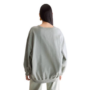 Sudadera Casual de Cuello Redondo, Manga Larga, Corte Holgado, Color Sólido, para Otoño/Invierno, 100% Algodón, Ropa de Mujer, Fabricante - Product Image 3