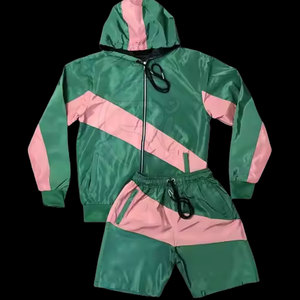 Conjunto corto cortavientos de moda para hombres Aspecto de ropa de calle de moda transpirable con chaqueta y pantalones cortos - Product Image 6