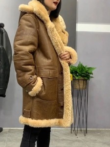 Nouvelle arrivée veste en peau de mouton véritable manteau chaud d'hiver pour hommes et femmes avec doublure en laine 100% et capuche longue longueur - Product Image 6