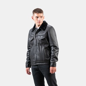 Veste en cuir de haute qualité en peau d'agneau véritable usine directe grande taille veste en cuir à fermeture éclair à la mode pour hommes manteaux en cuir - Product Image 6