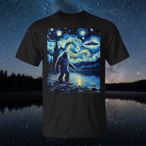 เสื้อยืดแวนโก๊ะลายบิ๊กฟุต ยูเอฟโอ การผจญภัยนอกโลก ของที่ระลึกสุดเท่ห์สำหรับโปรโมชั่น - Product Image 3