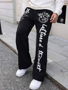 Pantalones de chándal acampanados informales de alta calidad personalizados para hombre, pantalones de chándal acampanados con cintura elástica de retazos para hombre - Product Image 3