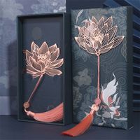 LABON Marque-page en métal creux de style chinois exquis avec pompon
