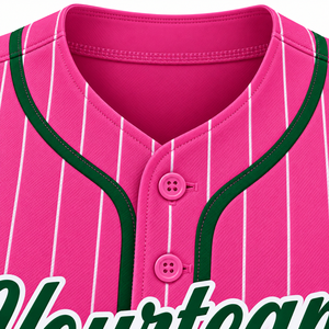 Maillot de baseball rayé rose Yourteams à manches courtes, boutonné sur le devant, unisexe, adulte, respirant, en polyester, vêtements de sport - Product Image 3