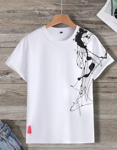 T-shirts pour hommes de couleur unie vêtements d'été porter des t-shirts à manches courtes haut mâle coupe décontractée t-shirt à col rond pour hommes - Product Image 3