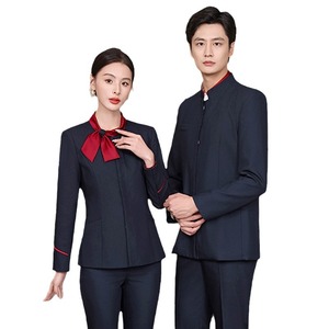 Costumes professionnels uniformes de réception d'hôtel uniformes hommes et femmes <span class=keywords><strong>restauration</strong></span> serveur Style chinois étiquette vêtements de travail - Product Image 2