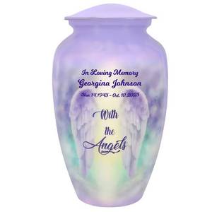With the Angels Urn Cremation Tribute <b>Wreath</b> Option Angel Adult Urn Engraving Option Aluminium urns for human ashes - Product Image 2