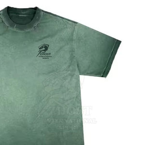 Camiseta Moderna Estilo Streetwear con Efecto Desgastado, Algodón Grueso, Corte Holgado, Informal, para Uso Diario - Product Image 2