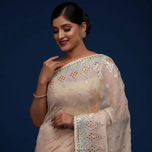 Celebra la moda veraniega con una blusa bordada única de tela Georgette de Fashionharbour - Product Image 1