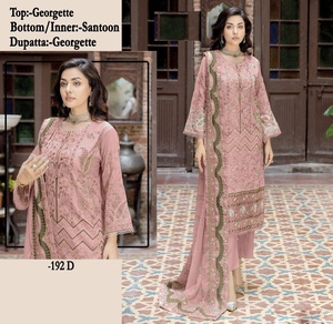Nuevo traje de fondo Pakistani Fox Georgette con dupatta y Santos para mujer venta en línea - Product Image 5