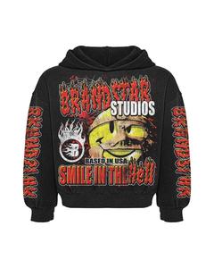 Sudadera con capucha de algodón de gran tamaño de alta calidad, ropa de calle, parche bordado personalizado, cremallera, sudaderas con capucha de gran tamaño para hombre, sudadera con diamantes de imitación - Product Image 1