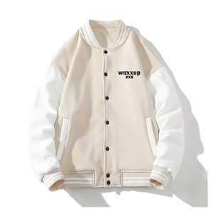 Chaqueta de béisbol de manga larga personalizada OEM, chaqueta universitaria con bordado de chenilla y cadena de talla grande para hombre - Product Image 3