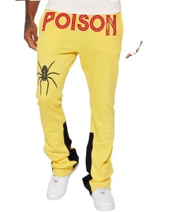 Most Comfortable Men's Flared Sweatpants 290 GSM Yellow Fleece Casual Style with Custom Printing Fabric Material <b>Stacked</b> Design - Product Image 1