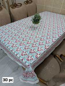 Floral Print Handcrafted 100% Cotton Heritage Tablecloth Handmade Block Printed Traditional Rectangle Artisan Design <b>Cover</b> - Product Image 3