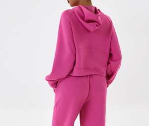 Pull épais de haute qualité poids lourd confortable coupe décontractée surdimensionné Stretch côtelé poignets sweat à capuche pour femme - Product Image 2