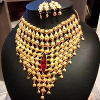 Parure de bijoux plaqué or 24 carats style vintage, collier, boucles d'oreilles et bracelets en cuivre, style Comores Mayotte, USA France