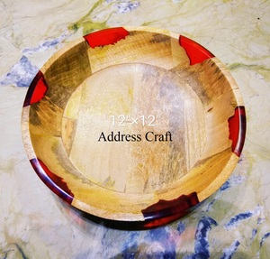 Bol de service décoratif en bois et résine pour la table à manger, accessoires de cuisine pour servir des salades de fruits - Product Image 2