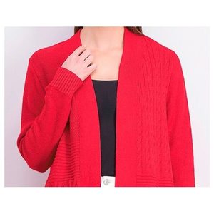 Cardigan Casual da Donna Charter Club, Rosso con Patchwork Ricamato, Bottoni in Acrilico e Lana, Lungo per Autunno ed Estate, Disponibile in Taglia Petite - Product Image 2