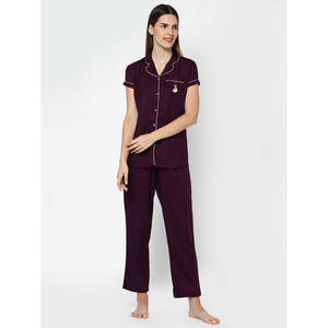 Evolove Women's Casual Winter Night Wear <b>Pyjamas</b> Set Viscose Liva Super Elastic Waist Buttons Pockets ODM Daily Use Top Pants - Product Image 3
