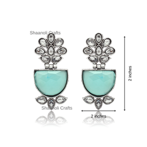 Pendientes Jhumka con Piedras Oxidadas Plateadas, Joyería de Moda para Fiestas para Mujeres y Niñas, Regalo de Boda Tradicional - Product Image 4