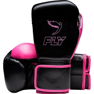 ถุงมือชกมวยคุณภาพสูงสีดำชมพูสั่งทำพิเศษ ถุงมือชกมวยหนังแท้แบบผูกเชือกพร้อมสายรัดข้อมือสำหรับมวยไทยมืออาชีพ - Product Image 1