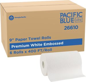 Rollos de Toallas de Papel Automatizadas/Controladas Pacific Blue Ultra, Blancas, 9" x 400 Pies/Rollo, 6 Rollos/Caja (26610) - Product Image 5