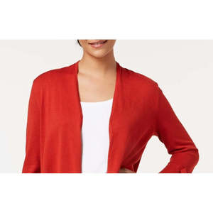 Cardigan da Donna Alfani Rosso Scuro con Maniche Annodate, in Lana Stampata, Taglia Media, per l'Inverno - Product Image 2