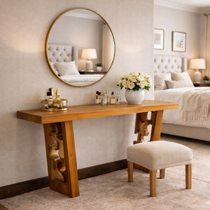 Mesa Consola Moderna de Madera Maciza de Suar o Monkey Pod con Patas Talladas a Mano |   Muebles de Primera Calidad para Sala de Estar, Comedor y Uso en Hoteles - Product Image 3