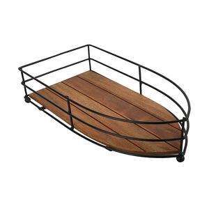 JUEGO DE 3 bandejas de madera para servir comida/té/vajilla de café bandeja decorativa de diseño maravilloso con marco de Metal negro - Product Image 3