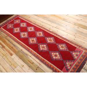 Tapis de 3,1 x 10,2 pieds, tapis turc Kilim, tapis rayé en laine rouge vintage - Product Image 4