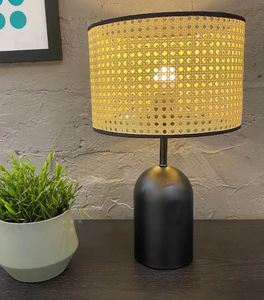 Handmade Customized Rattan Cane Farmhouse Table Lamp with Natural Net Shade Warm White LED <b>Decorative</b> <b>Lighting</b> - Product Image 3
