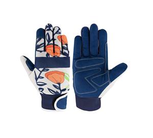 Gants de jardinage en cuir respirant à imprimé floral unisexe DIY Safety Plain Foam Renforcé Palm Touch Screen Compatibility Outdoor - Product Image 1