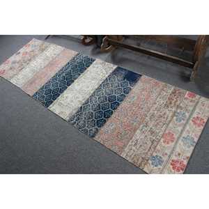 2.6x8.6 ft <b>Runner</b> Turkish Rug, Vintage Rug, Blue <b>Red</b> Southwestern Wool Rug - Product Image 4