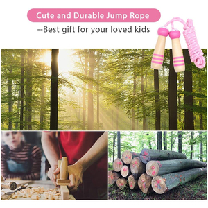 Cuerda para Saltar para Niños, Cuerda de Saltar de Algodón Ajustable de 7 Pies con Mango de Madera - Product Image 6