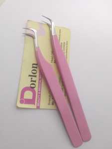 Pince à épiler d'extension de cils enduite de couleur rose Diamond Grip Logo privé Volume de pointe en fibre d'acier inoxydable Pince à épiler pointue incurvée - Product Image 6