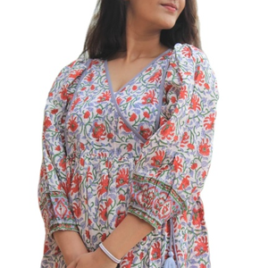 Nouvelles femmes à la mode élégant tenue décontracté main bloc imprimé 3/4 manches longues robes imprimées - Product Image 1