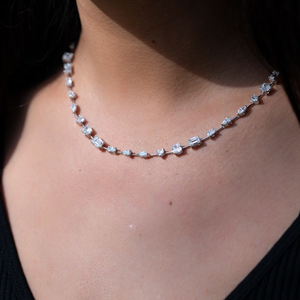 Fancy Diamond Stone 6mm 10K 14K 18K Gold Lab Grown Diamond Studded Tennis Chain Collar para Unisex Luxury Fashion From India - Product Image 5